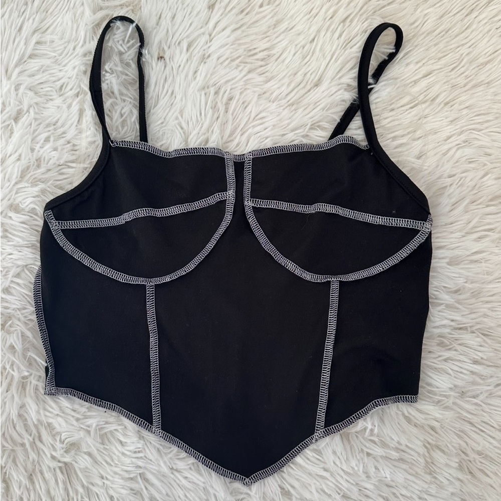 Black Camisole Top with Sleek Piping